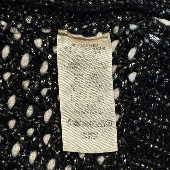 DKNY Jeans Black White Stitch & Yarn Sweater Pullover Chunky L - Picture 6 of 6